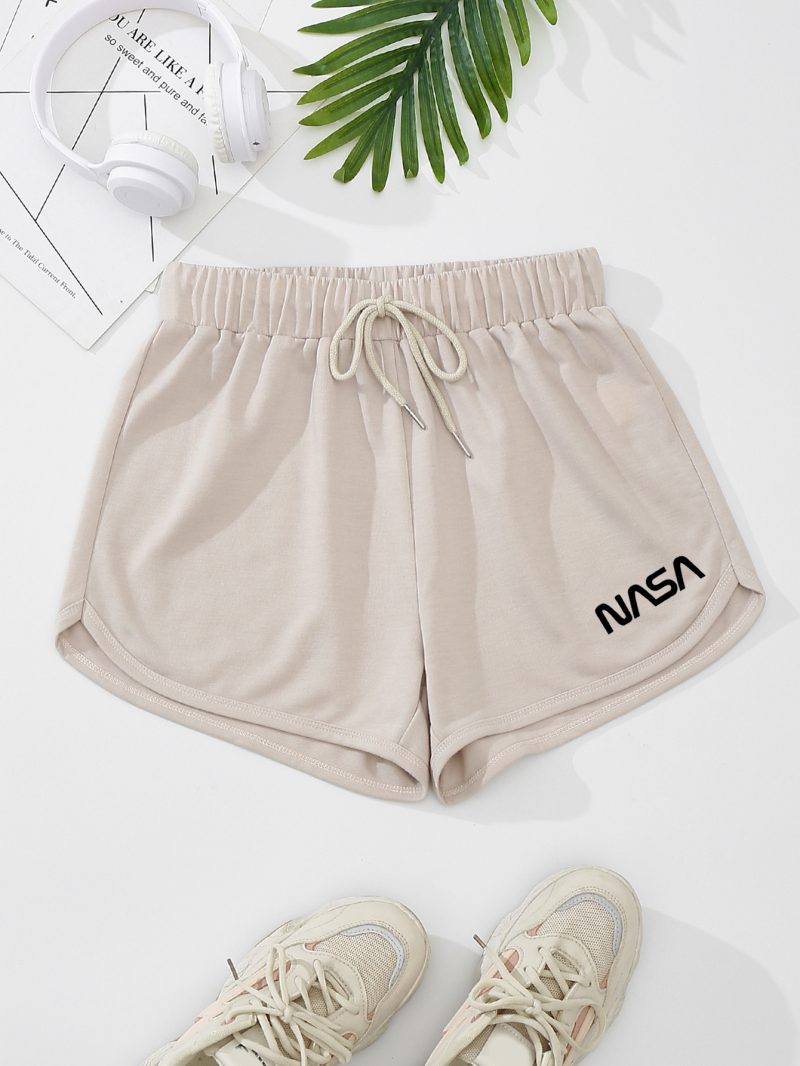 Summer Women's Fashionable Casual Sports Shorts: Simple NASA Letter Graphic Printing - Image 4