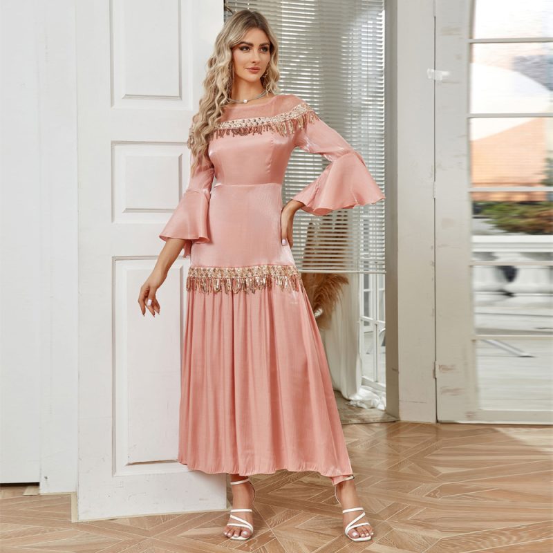 Autumn Elegant Tassel Waist Dress