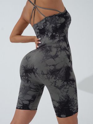 Tie-Dye Fusion Sports Jumpsuit: Seamless Comfort for Your Workout Routine!