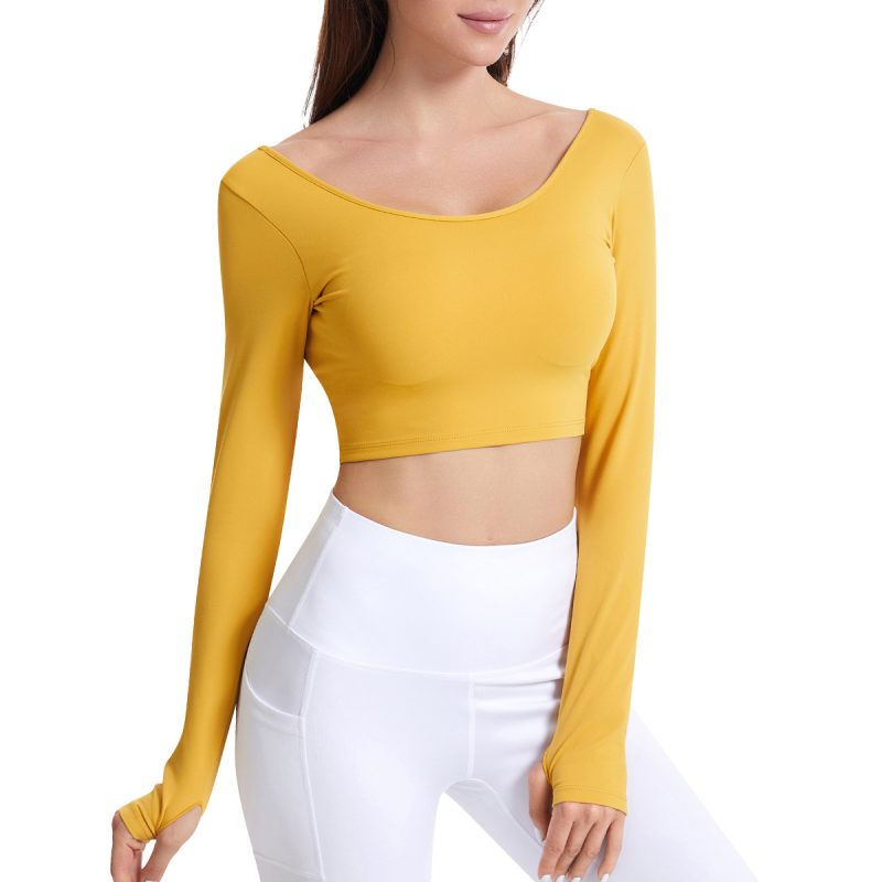 Double-Sided Brushed Tights for Women's Yoga Clothes: Nude Feel Beauty Back Fitness Sports Top