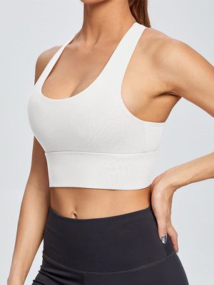 Cross Back Running Vest: Shockproof, Push-Up Yoga Bra