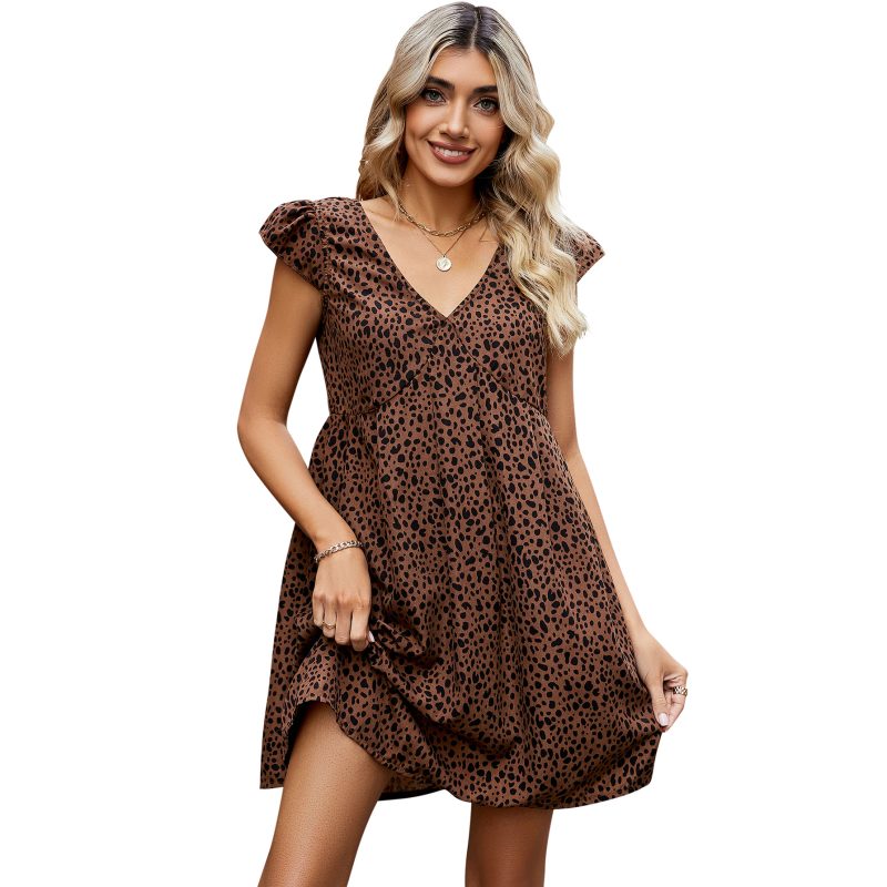 Women's Bohemian Leopard Print Mini Dress: A-Line - Image 4