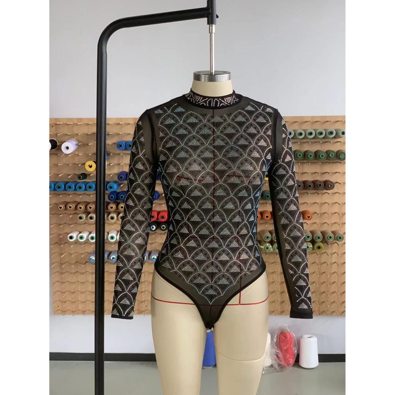 Sleek and Stylish Rhinestone Jumpsuit: Make a Statement with Minimalist Chic! - Image 5
