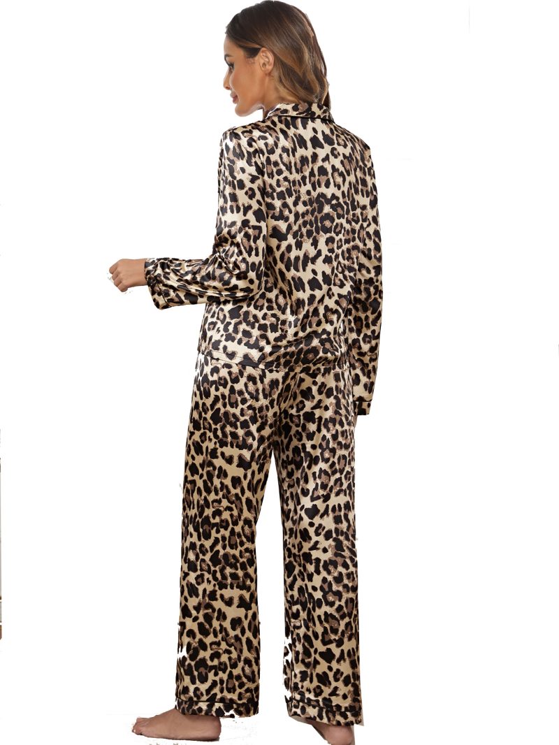 Long-Sleeved Trousers Satin Cardigan Pajama Suit: Women's Home Wear - Image 4