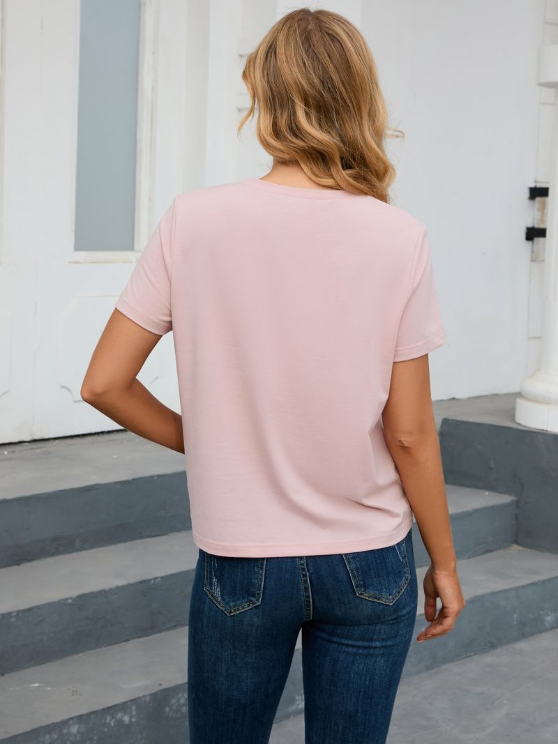 Get Retro Vibes with this Fun Patterned Short-Sleeve Round Neck T-Shirt for Ladies - Image 2