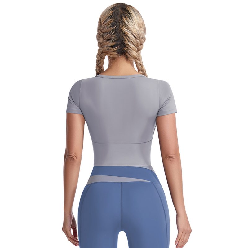 Violently Sweaty Cropped Exposed Quick-Drying Exercise T-shirt - Image 2