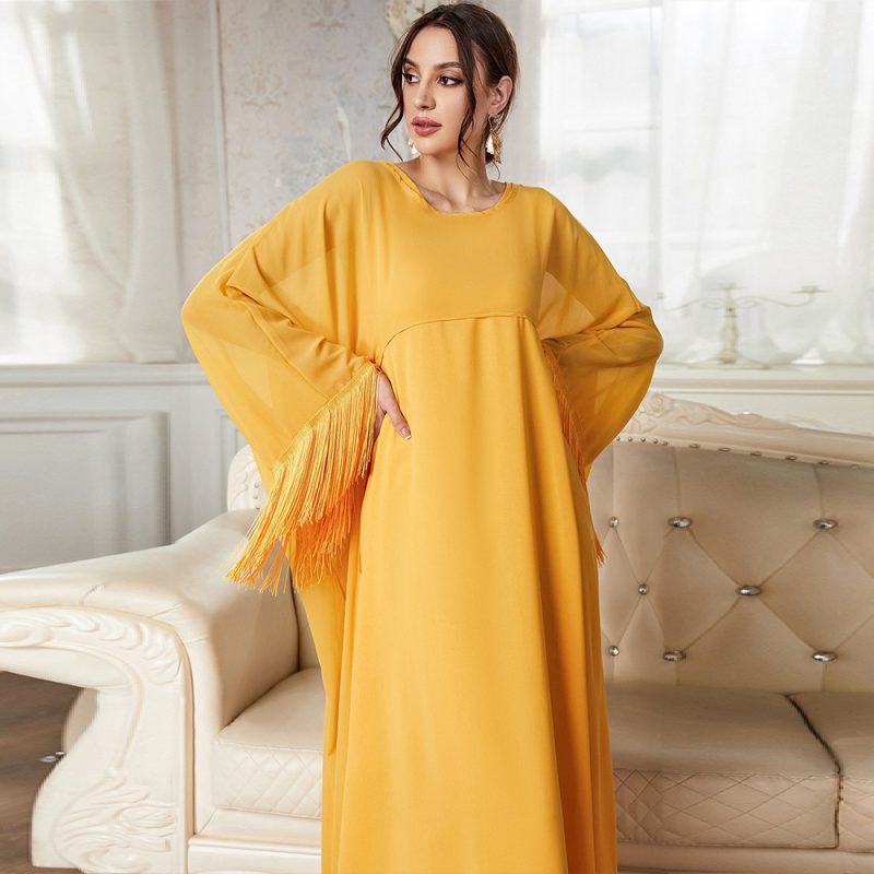 Arrival Tassel Long Blouse Mesh Dress Autumn Solid Color Suit - Image 4