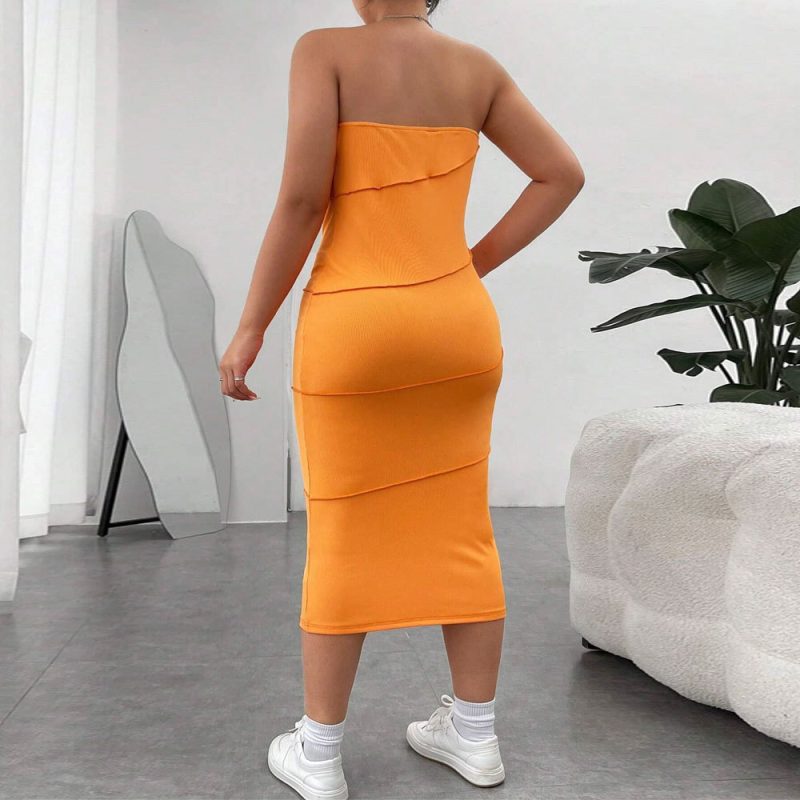Internet Popular Plus Size Slimming Sheath Dress: Slim Fitting, Sexy Strapless Style - Image 2
