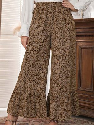 Spring/Summer Plus Size Office Wide Leg Chiffon Pants: Loose Fit