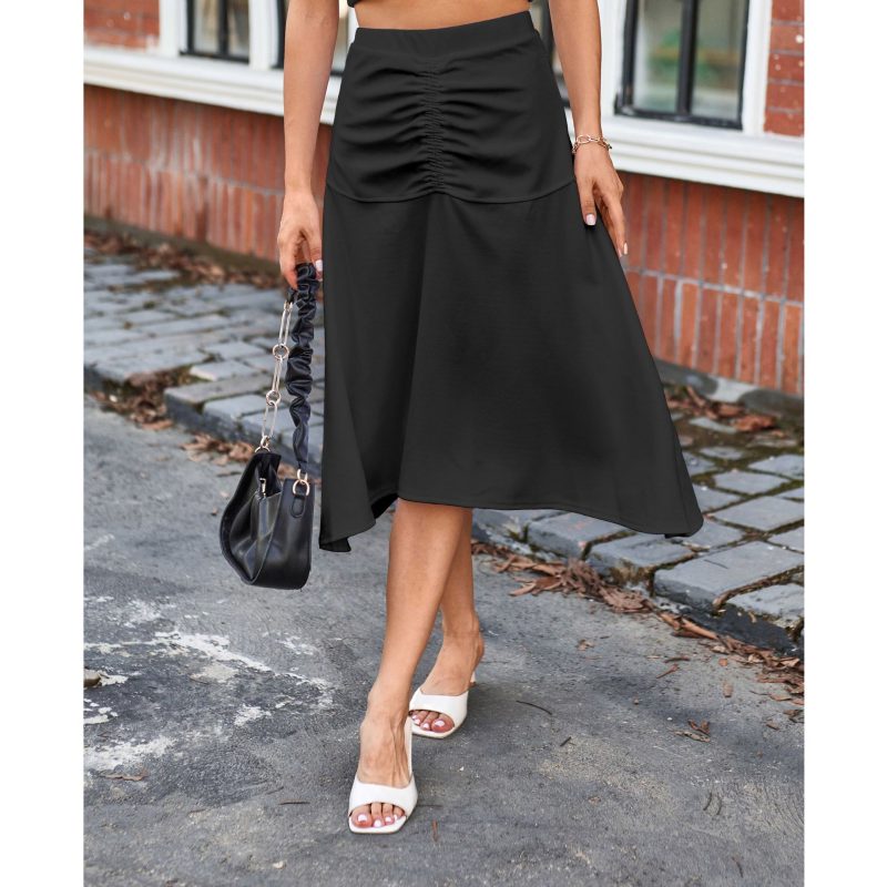 Solid Color Pleated Skirt: Women's Clothing - Image 2