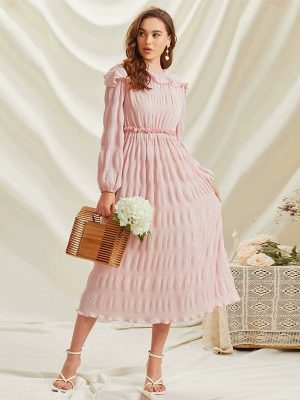 Bazaar Fall French Sweet Women’s Clothing: Lace Collar Long Sleeve Dress