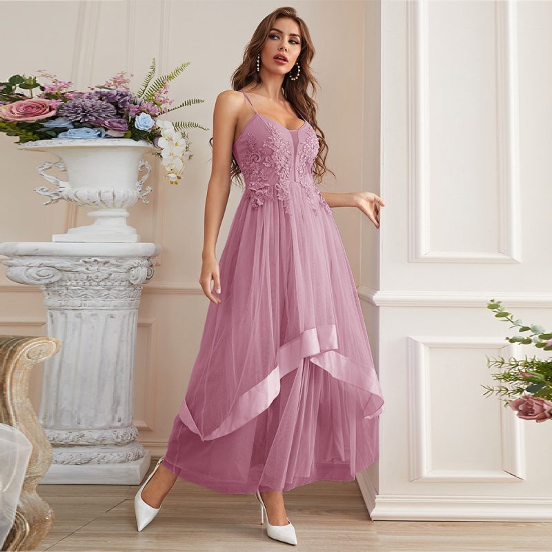Summer Maxi Mesh Lace Swing Dress - Image 4