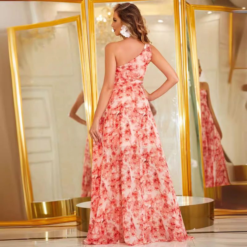 Waist Hollow Out Cutout Chiffon Dress: Seaside Vacation - Image 2