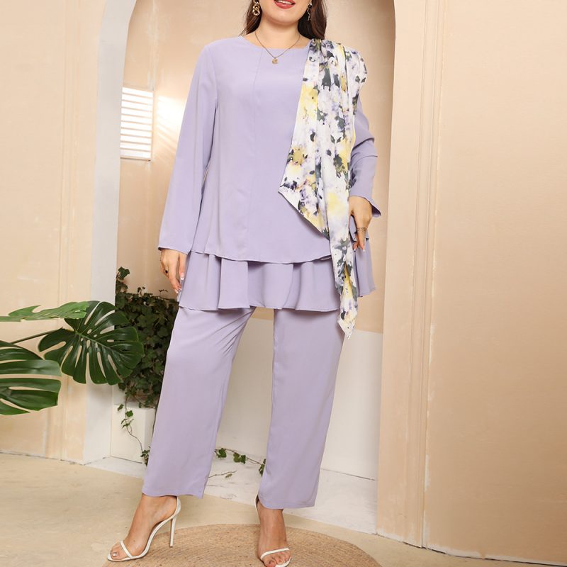 Solid Color Casual Retro Two-Piece Suit: Plus Size Women's Clothing - Image 4