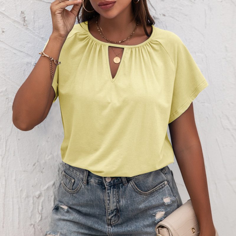 Summer Sexy Hollow-out Short-Sleeved Round Neck Women's Loose Sweater
