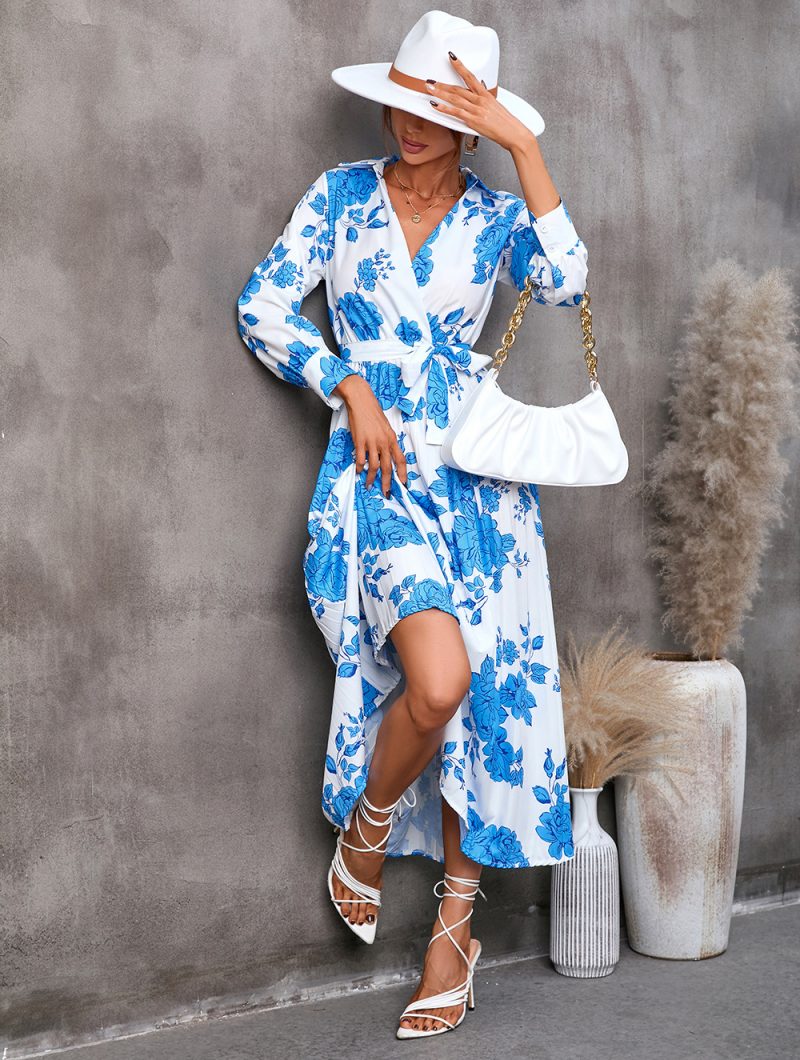 Women's Autumn Printed Long Sleeve Midi Dress - Image 3