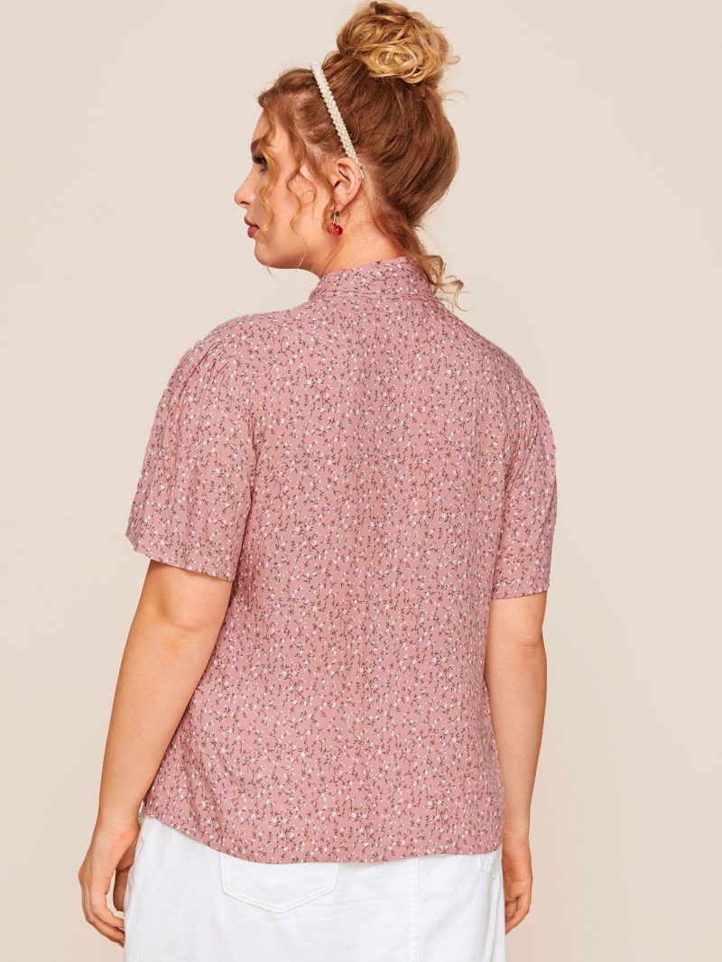 Effortless Style: Plus Size Printed Tie-Design Rayon Top for Women - Image 4