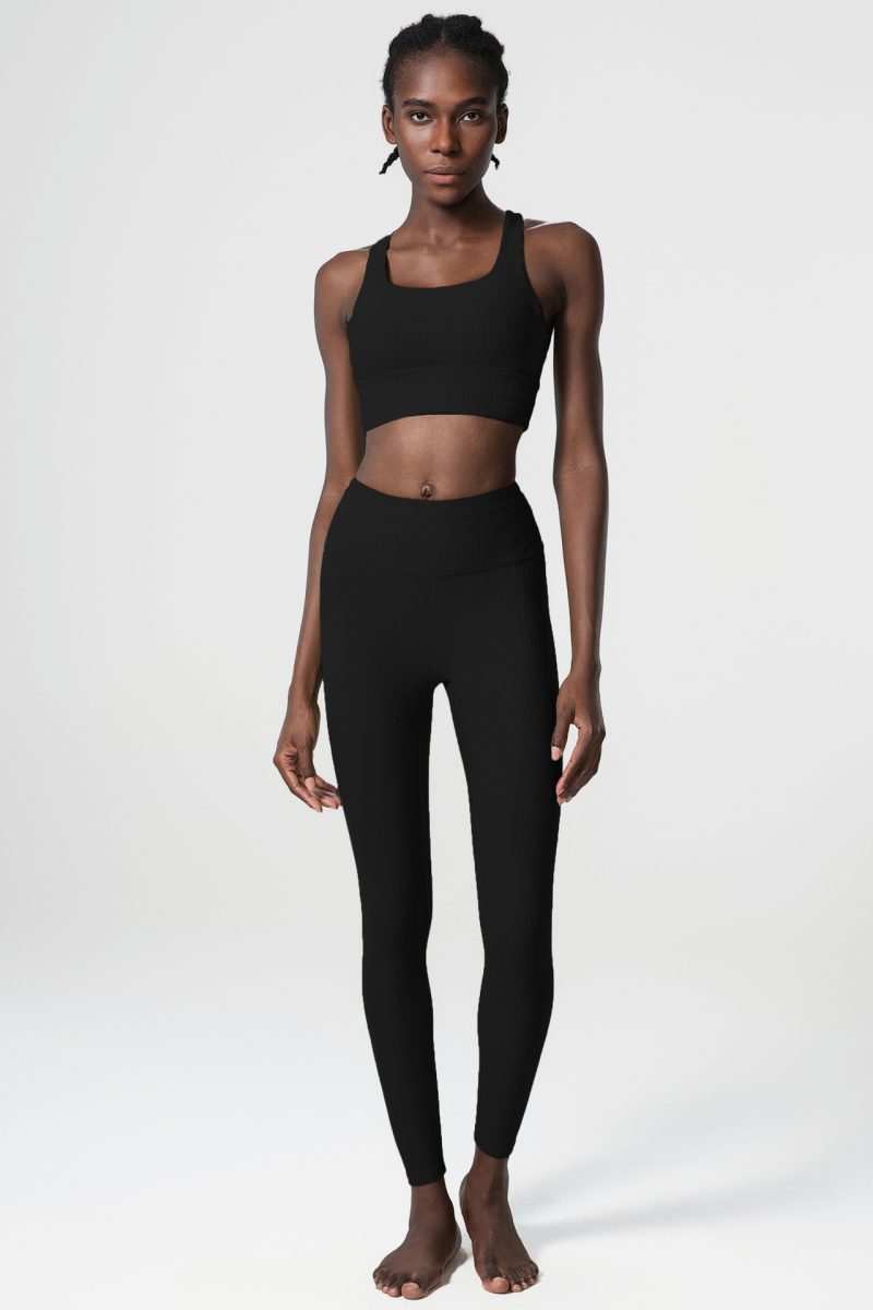 Skinny Yoga Clothes Suit: Women's Plastic Elastic Two-Piece Fitness Suit - Image 8