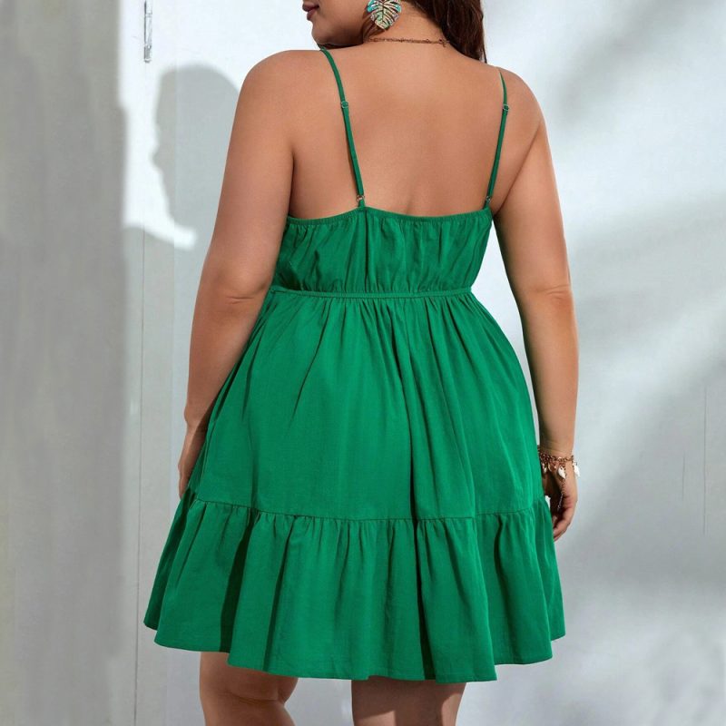 Sexy Strap Ruffled Dress: Plus Size, Off-The-Neck - Image 2