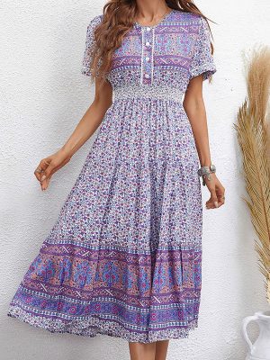 Elegant Floral Vacation Dress for Women