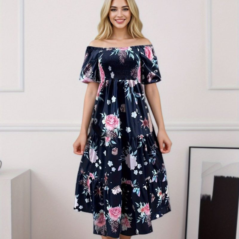 Floral Off-Shoulder Dress: Women's Spring/Summer - Image 3