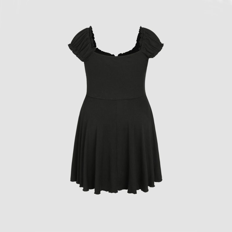 Plus Size Shein Popular A-Line Dress: Waist-Slimming Cover Sleeve, Short Style - Image 4