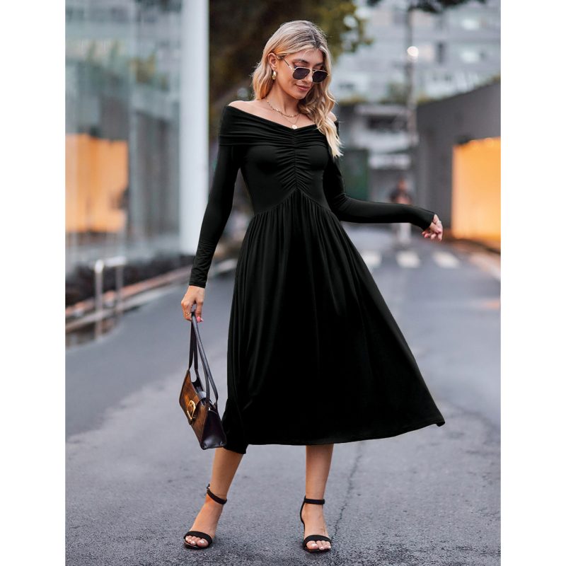 Elegant V-Neck Off-Shoulder Dress: Effortlessly Chic for Every Event! - Image 2