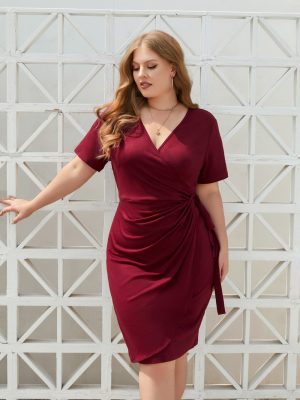 SolidChic Plus Size Dress: Women’s Mid-Length