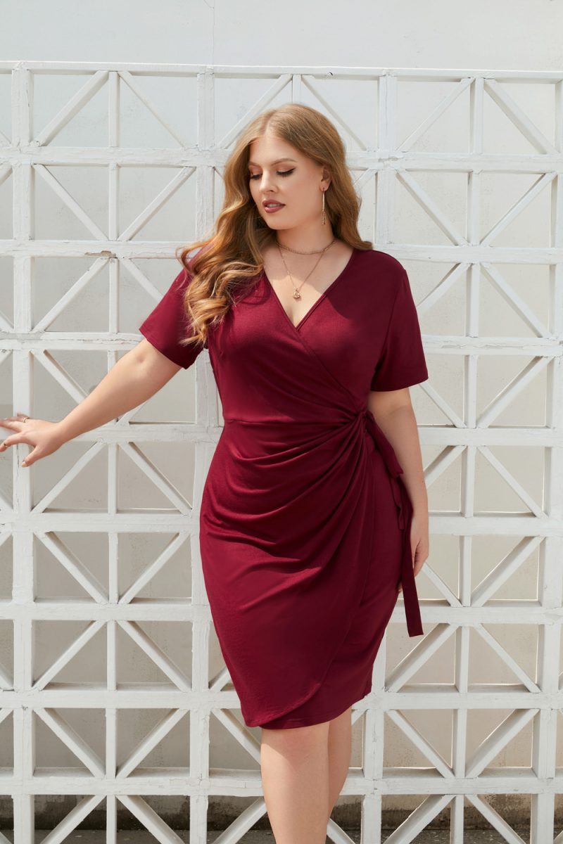 SolidChic Plus Size Dress: Women's Mid-Length