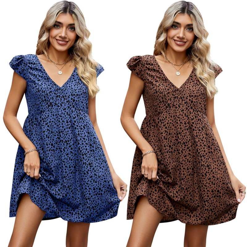 Women's Bohemian Leopard Print Mini Dress: A-Line - Image 6