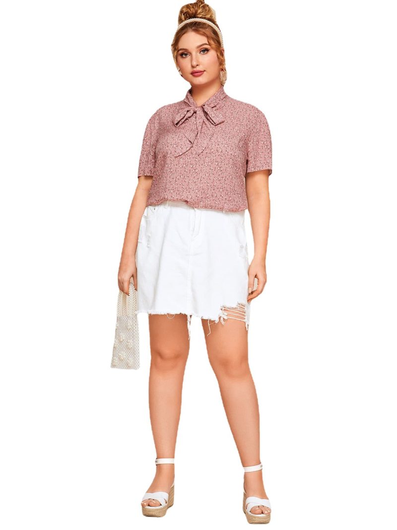 Effortless Style: Plus Size Printed Tie-Design Rayon Top for Women - Image 5