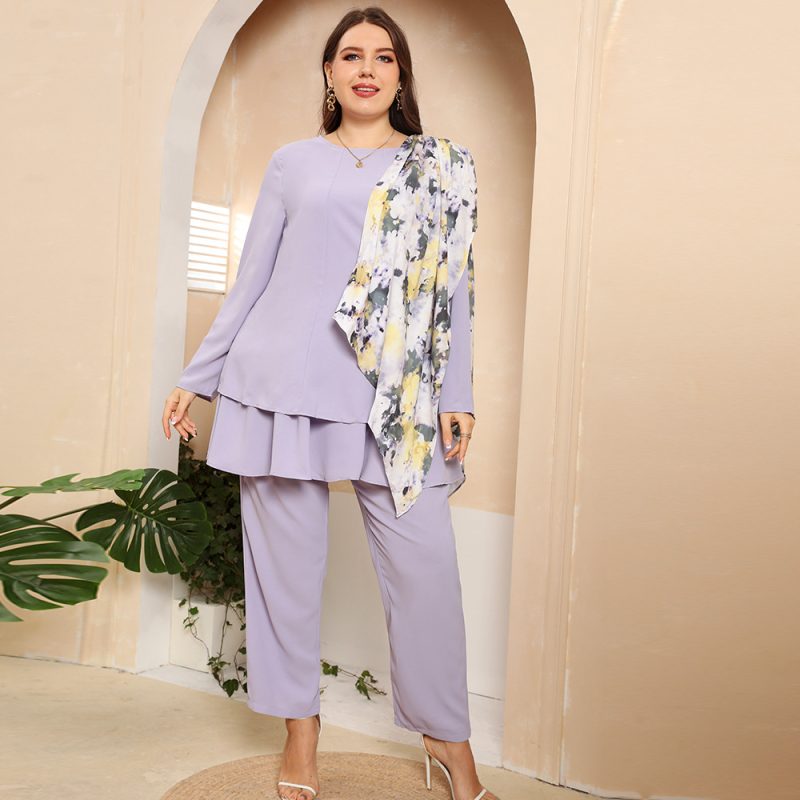 Solid Color Casual Retro Two-Piece Suit: Plus Size Women's Clothing - Image 3