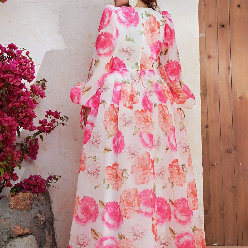Plus Size Sweet Holiday Dress: Chiffon Long Sleeve - Image 5