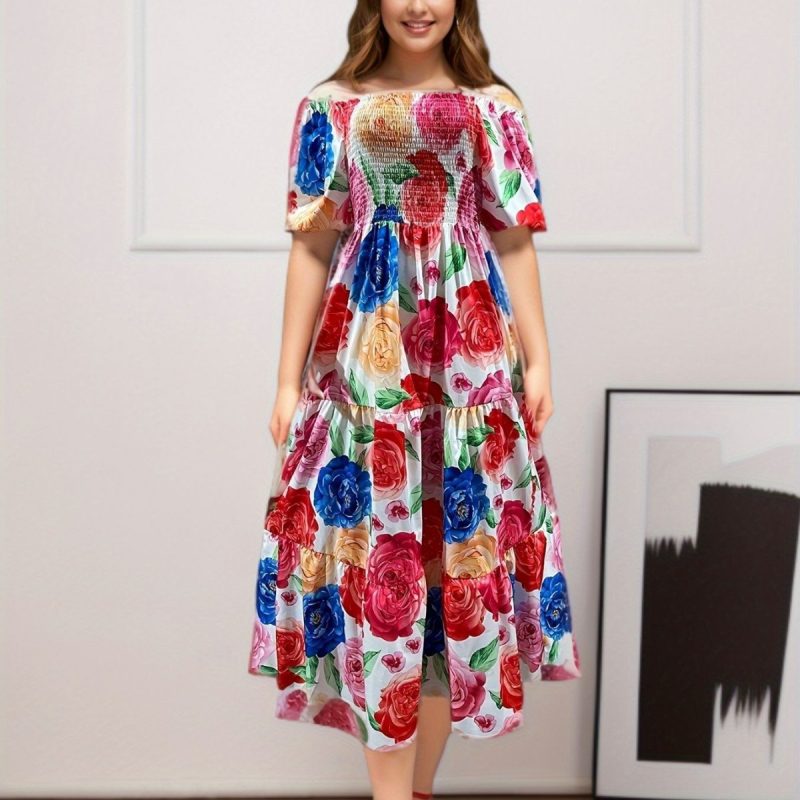 Floral Off-Shoulder Dress: Women's Spring/Summer - Image 4