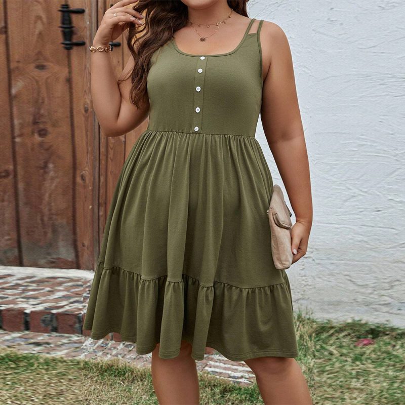 Summer Plus Size Strap Swing Dress