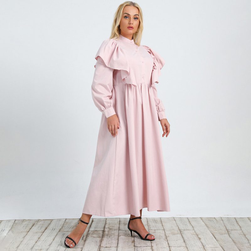 Elegant Graceful Loose Puff Sleeves Round Neck Dress: Plus Size Women's Clothing - Image 4