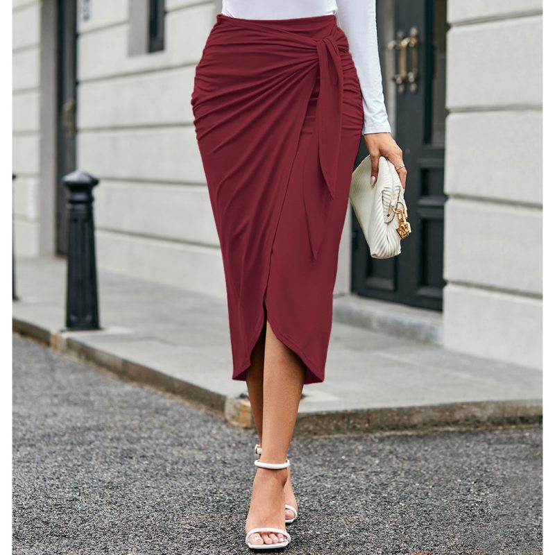 Elegant Tied Fold Split Skirt: Effortlessly Chic for Every Spring and Summer Event!