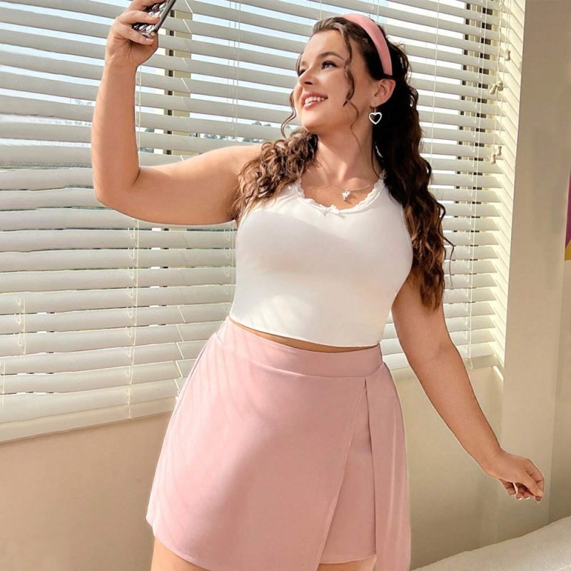 Spring/Summer High Waist Irregular Asymmetric Black Split Sheath A-Line Culottes for Women - Image 4