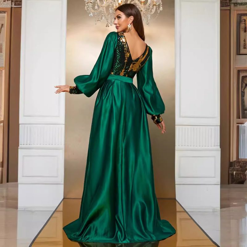 Sequined Long Sleeve Maxi Dress: Heavy Industry Style - Image 4