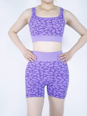 Stylish and Supportive: Patterned Yoga Suit with Fixed Chest Pad Yoga Vest