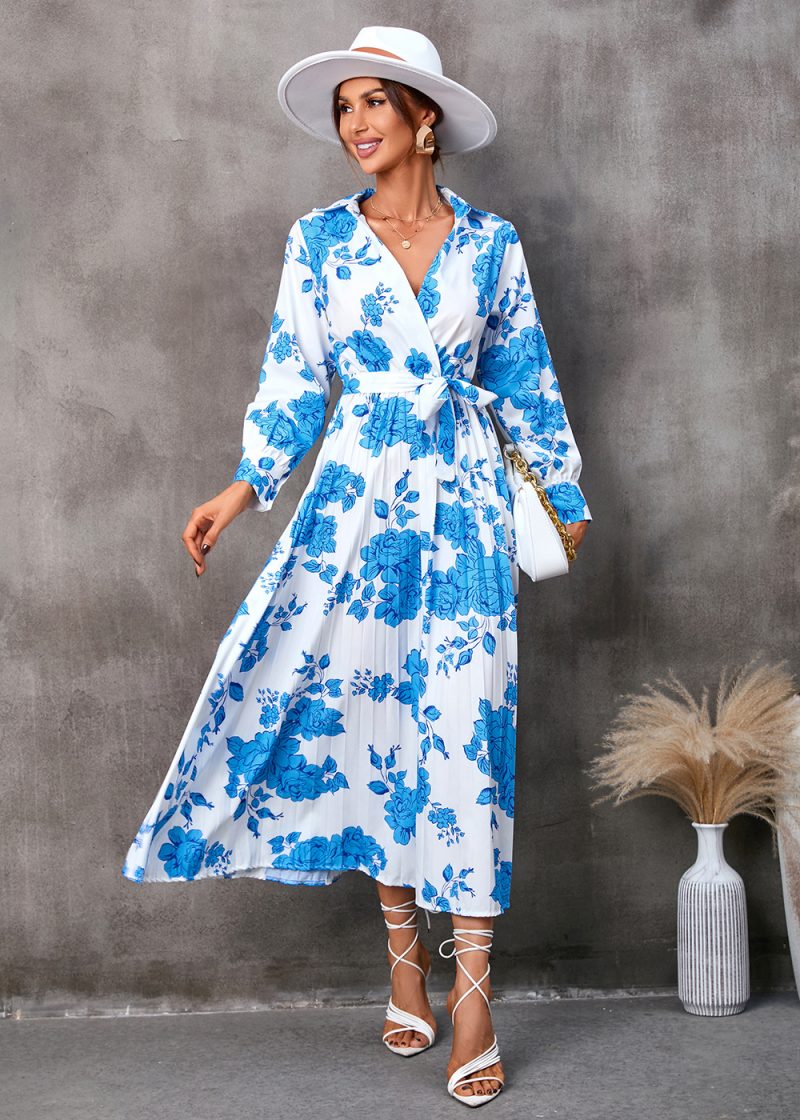 Women's Autumn Printed Long Sleeve Midi Dress - Image 2