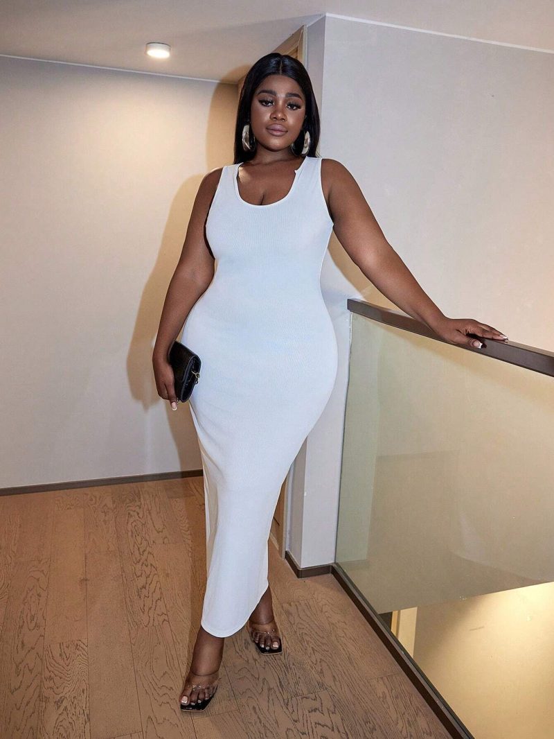 Internet Celebrity Top Product: Plus Size Casual Sheath Maxi Dress - Image 3