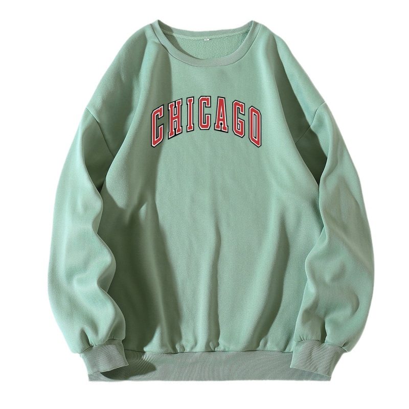 Autumn Winter Fleece Lined Crew Neck Sweater for Women: Wild Loose Casual Sports Bottoming Shirt - Image 4