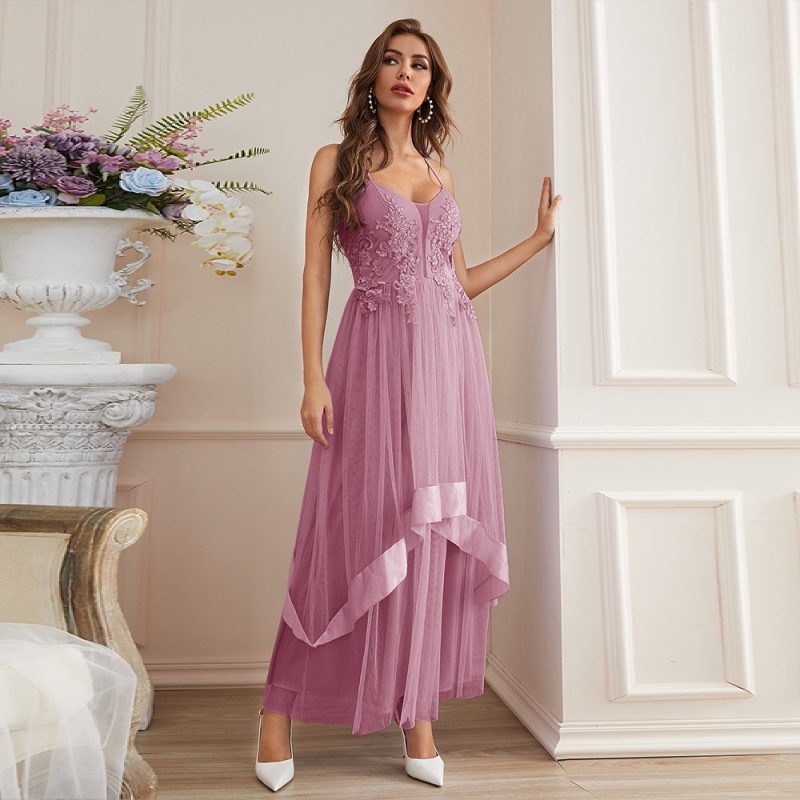 Summer Maxi Mesh Lace Swing Dress