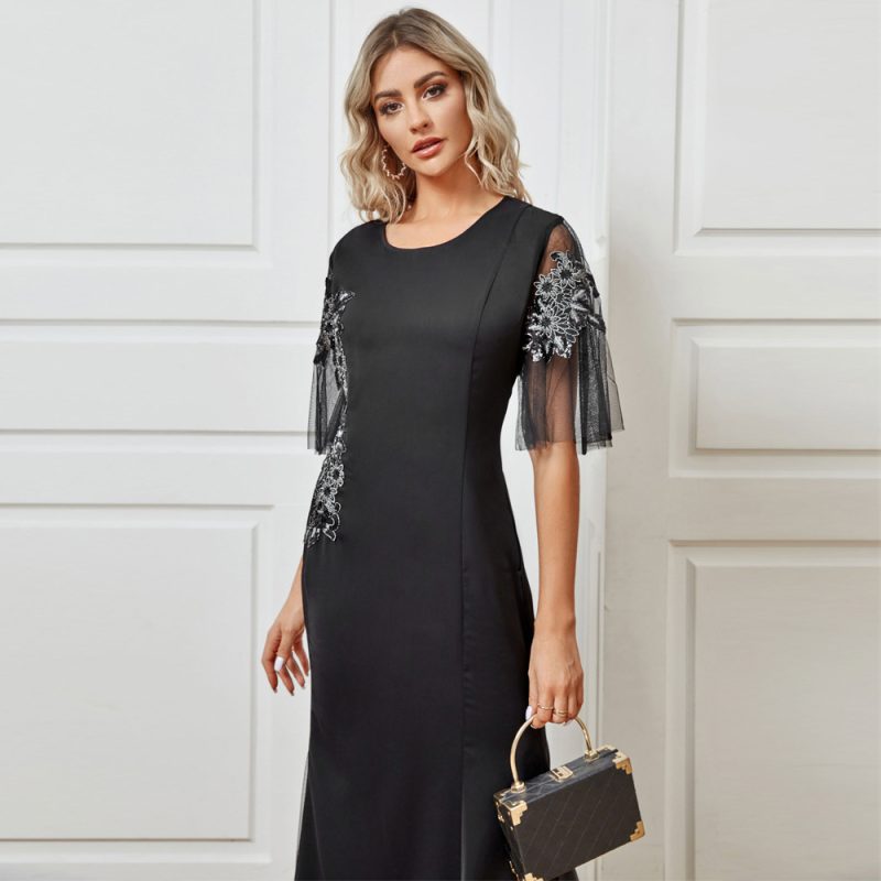 Elegant Applique Autumn Dress