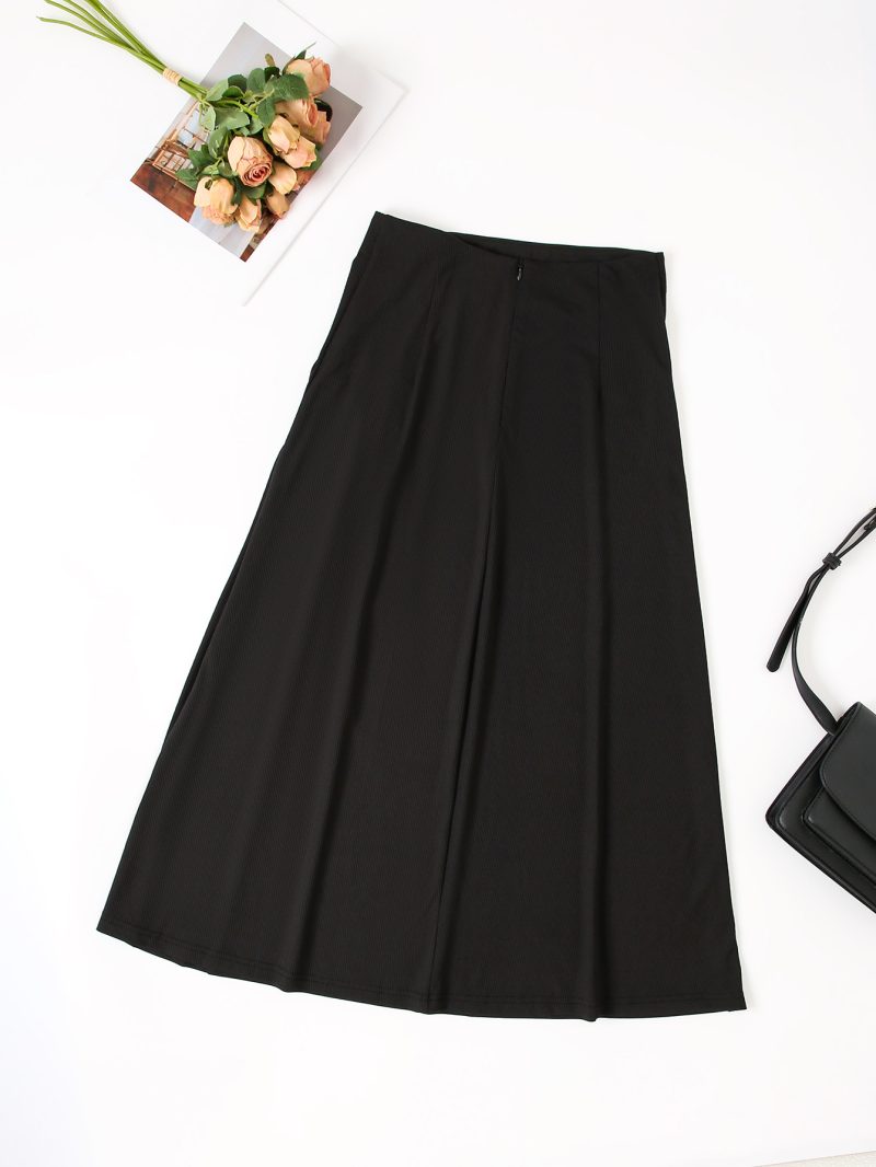 Elegant Spring/Summer High Waist Lace-Up A-Line Skirt: Casual Knitted Skirt with Simple Design - Image 3