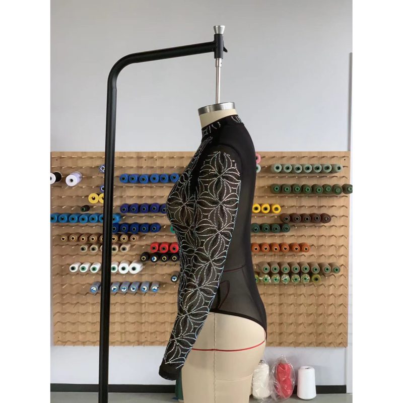 Trendy Turtleneck Drilling Mesh Jumpsuit: Stay Fashionable and Fabulous Always! - Image 2