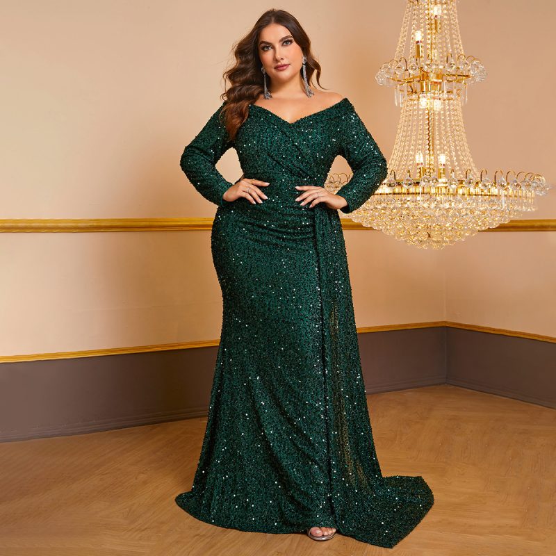 Plus Size Sequined Elegant Prom Dress: Embrace Opulence with Style!