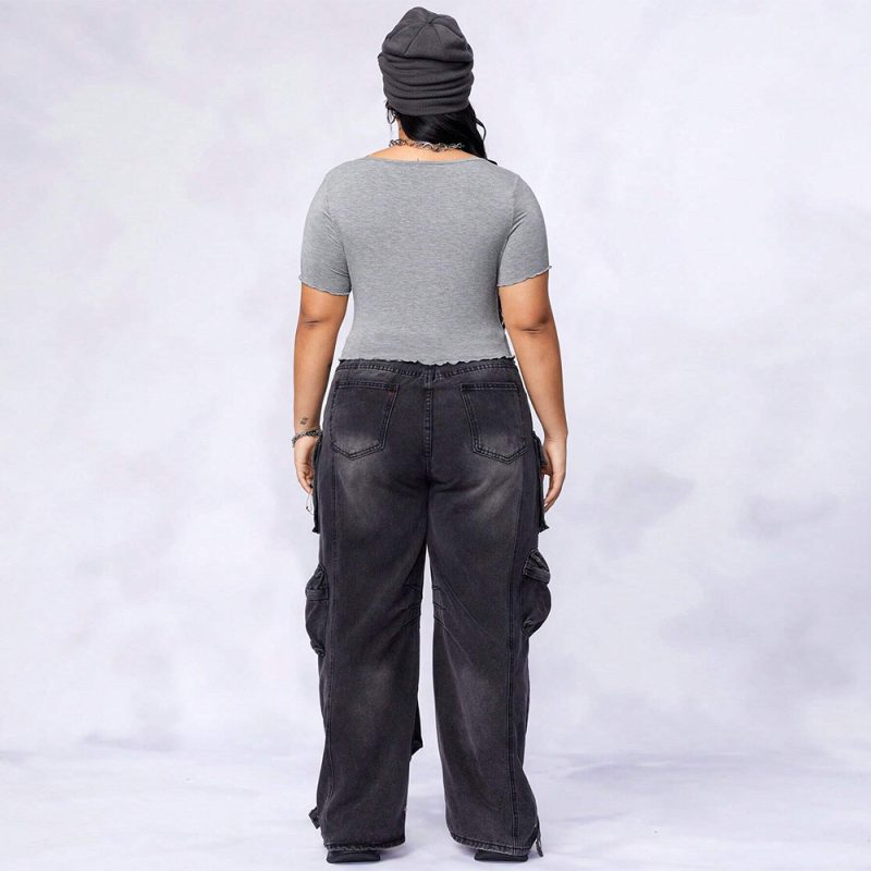 Plus Size Square Collar Slim Tee - Image 2