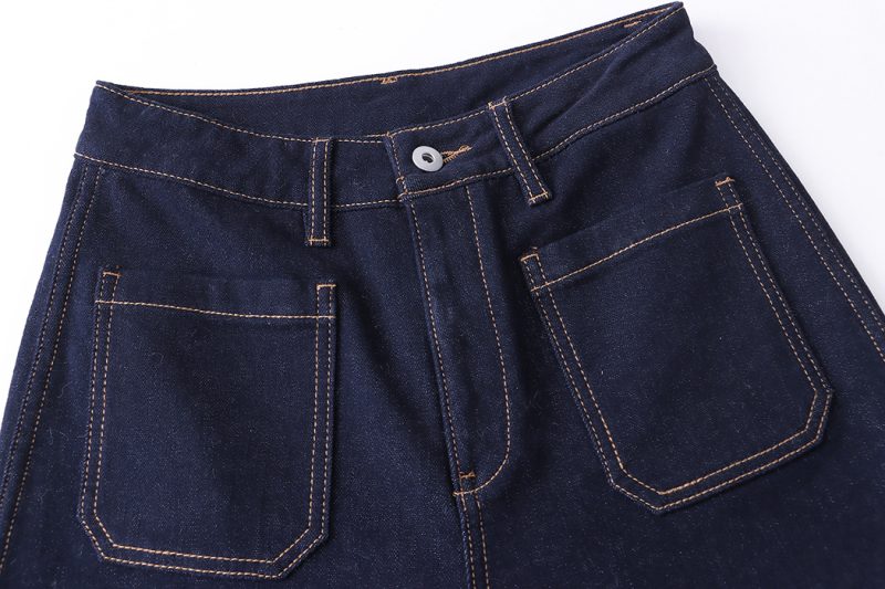 Retro Chic: Bright Line Double Pocket Fleece Straight Wide-Leg Jeans, Perfect for Outdoor Adventures - Image 4